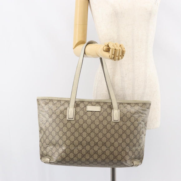 GUCCI GG Supreme Tote Bag PVC Beige 211137 Auth 156914
