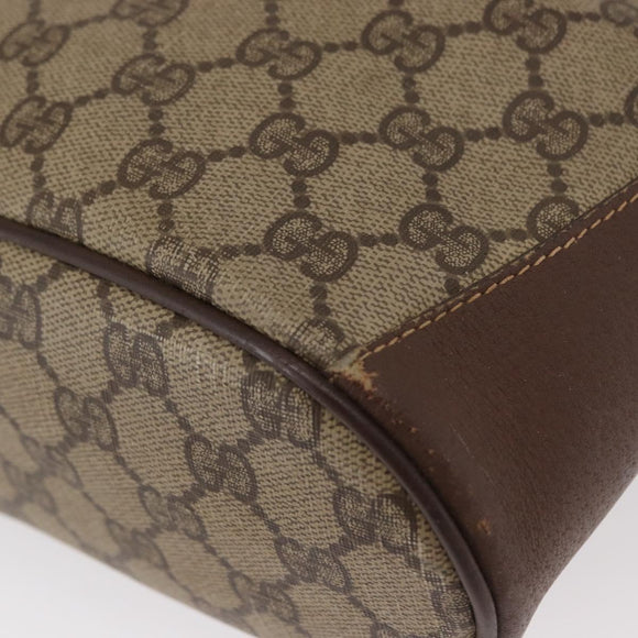 GUCCI GG Supreme Web Sherry Line Bag PVC Beige Gold 116 02 034 Auth 156917