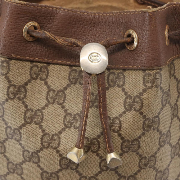 GUCCI GG Supreme Web Sherry Line Bag PVC Beige Gold 116 02 034 Auth 156917