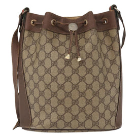 GUCCI GG Supreme Web Sherry Line Bag PVC Beige Gold 116 02 034 Auth 156917 - 0