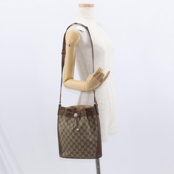 GUCCI GG Supreme Web Sherry Line Bag PVC Beige Gold 116 02 034 Auth 156917
