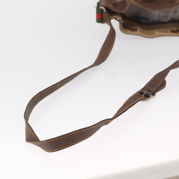 GUCCI GG Supreme Web Sherry Line Bag PVC Beige Gold 116 02 034 Auth 156917