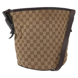 GUCCI GG Canvas Shoulder Bag Beige Silver 106240 Auth 156919