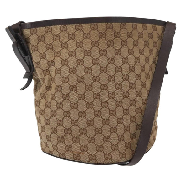 GUCCI GG Canvas Shoulder Bag Beige Silver 106240 Auth 156919