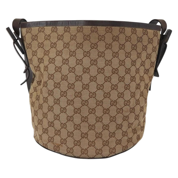 GUCCI GG Canvas Shoulder Bag Beige Silver 106240 Auth 156919