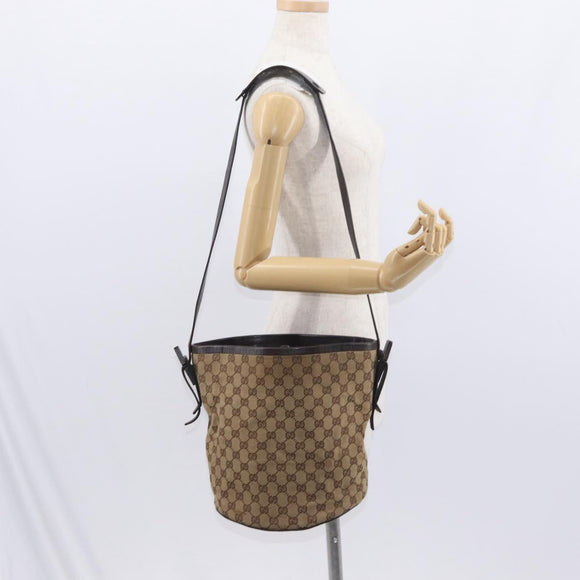 GUCCI GG Canvas Shoulder Bag Beige Silver 106240 Auth 156919