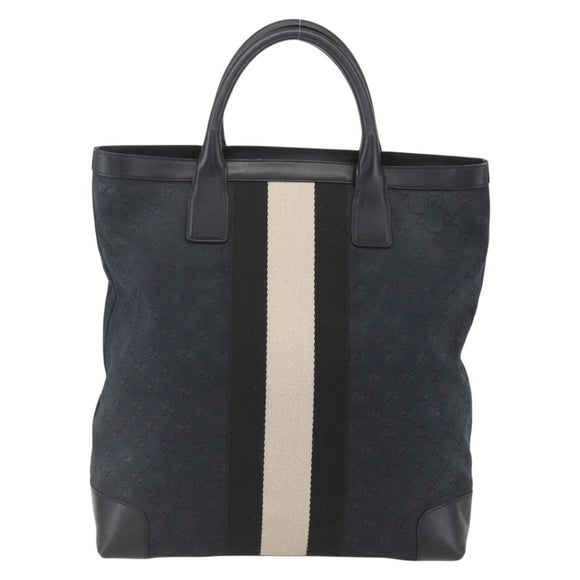 GUCCI GG Canvas Hand Bag Black Silver 002 1093 3444 Auth 156921