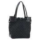 GUCCI GG Canvas Tote Bag Black Silver 107757 Auth 156922-1
