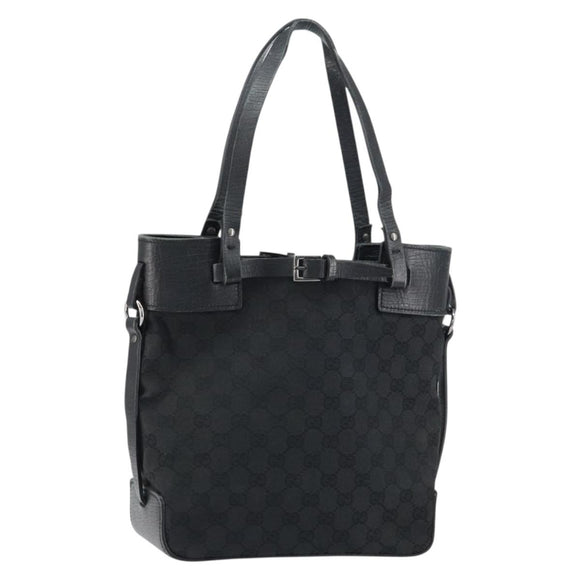 GUCCI GG Canvas Tote Bag Black Silver 107757 Auth 156922