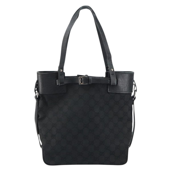 GUCCI GG Canvas Tote Bag Black Silver 107757 Auth 156922