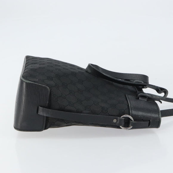 GUCCI GG Canvas Tote Bag Black Silver 107757 Auth 156922