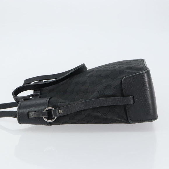 GUCCI GG Canvas Tote Bag Black Silver 107757 Auth 156922