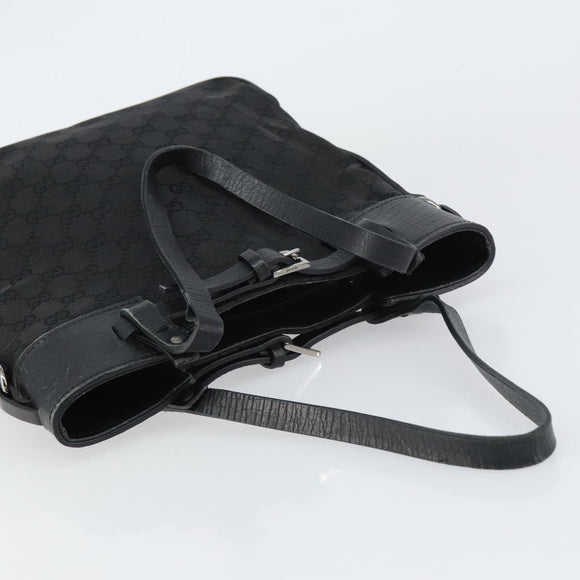GUCCI GG Canvas Tote Bag Black Silver 107757 Auth 156922
