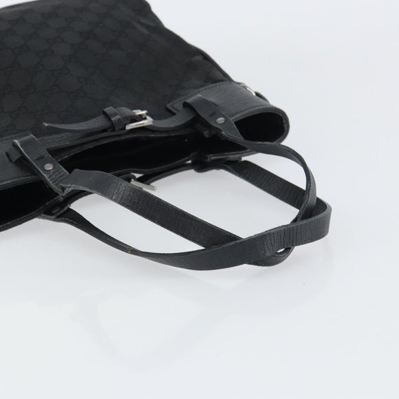GUCCI GG Canvas Tote Bag Black Silver 107757 Auth 156922
