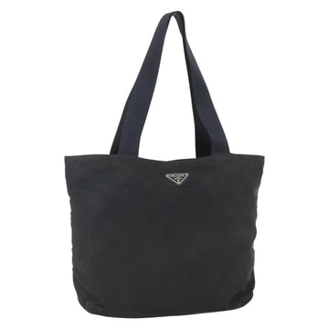 PRADA Tote Bag Nylon Black Silver Auth 156925