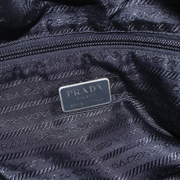 PRADA Tote Bag Nylon Black Silver Auth 156925