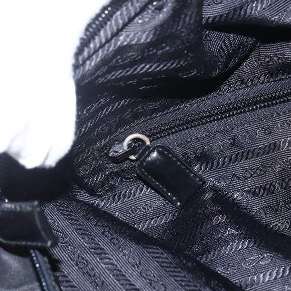 PRADA Tote Bag Nylon Black Silver Auth 156925