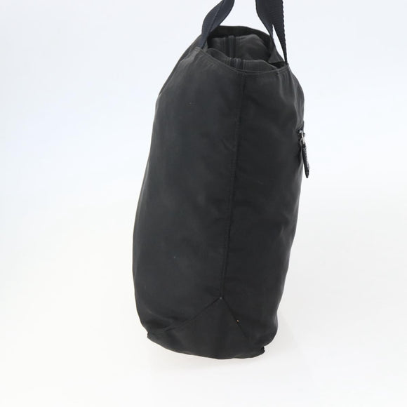 PRADA Tote Bag Nylon Black Silver Auth 156925