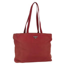 PRADA Tote Bag Nylon Red Silver Auth 156926-1
