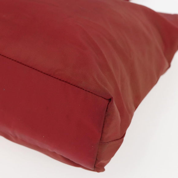 PRADA Tote Bag Nylon Red Silver Auth 156926