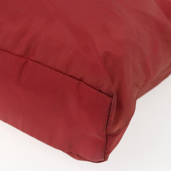 PRADA Tote Bag Nylon Red Silver Auth 156926