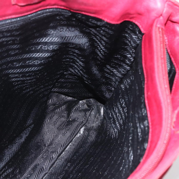 PRADA Tote Bag Nylon Red Silver Auth 156926