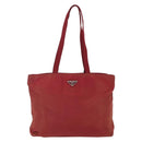 PRADA Tote Bag Nylon Red Silver Auth 156926-13