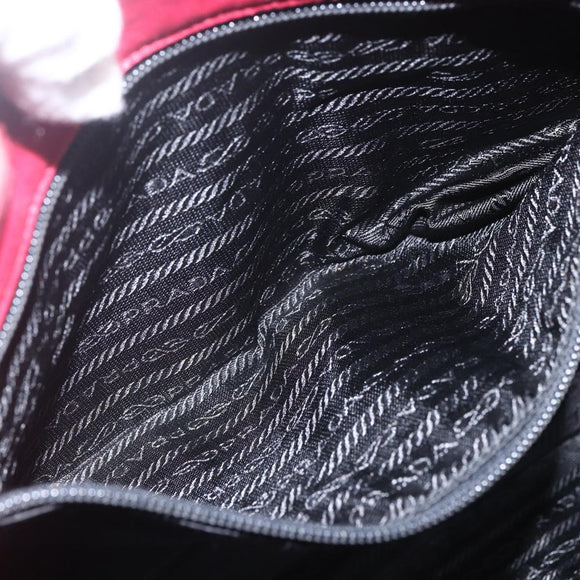 PRADA Tote Bag Nylon Red Silver Auth 156926