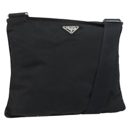 PRADA Shoulder Bag Nylon Black Silver Auth 156927