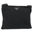 PRADA Shoulder Bag Nylon Black Silver Auth 156927-13