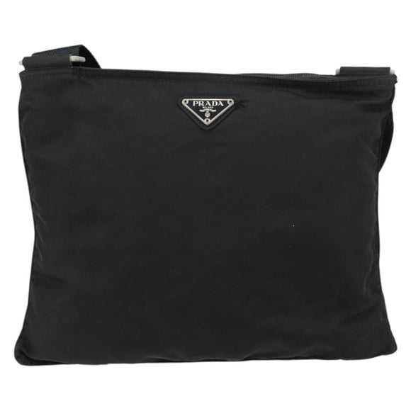 PRADA Shoulder Bag Nylon Black Silver Auth 156927