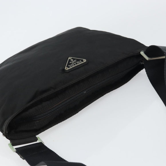 PRADA Shoulder Bag Nylon Black Silver Auth 156927