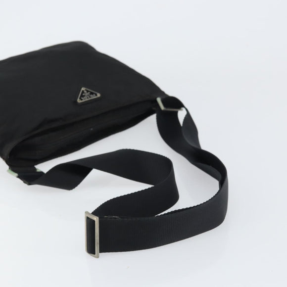 PRADA Shoulder Bag Nylon Black Silver Auth 156927