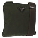 PRADA Shoulder Bag Nylon Khaki Silver Auth 156928-1