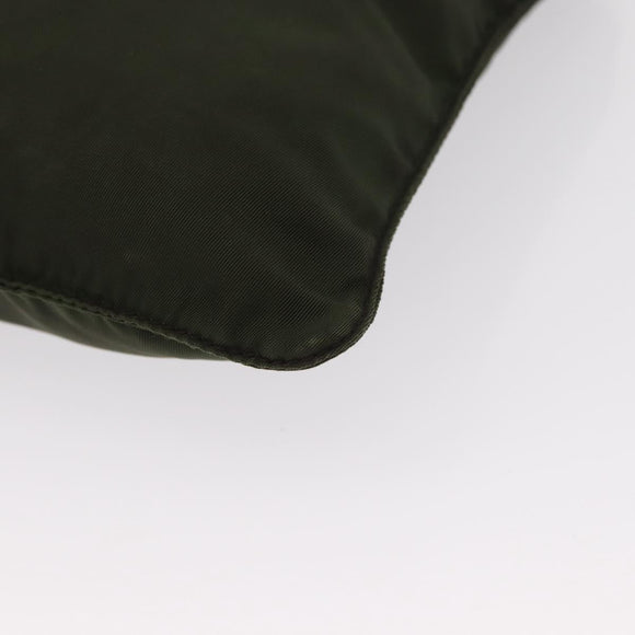 PRADA Shoulder Bag Nylon Khaki Silver Auth 156928