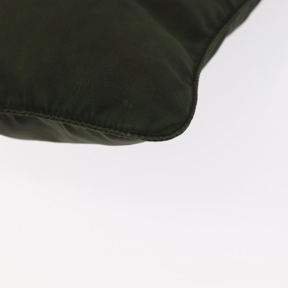 PRADA Shoulder Bag Nylon Khaki Silver Auth 156928