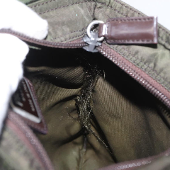 PRADA Shoulder Bag Nylon Khaki Silver Auth 156928
