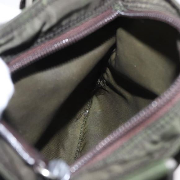 PRADA Shoulder Bag Nylon Khaki Silver Auth 156928