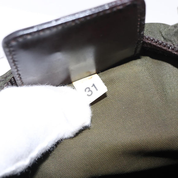PRADA Shoulder Bag Nylon Khaki Silver Auth 156928