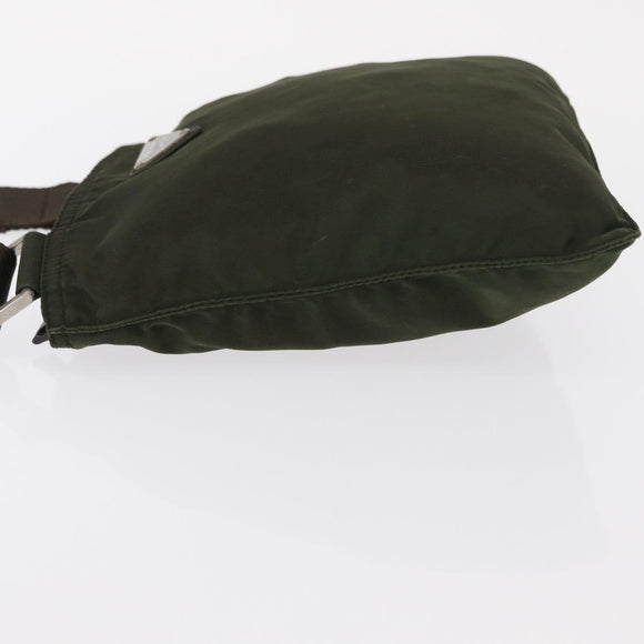 PRADA Shoulder Bag Nylon Khaki Silver Auth 156928