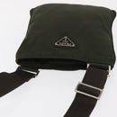 PRADA Shoulder Bag Nylon Khaki Silver Auth 156928-6