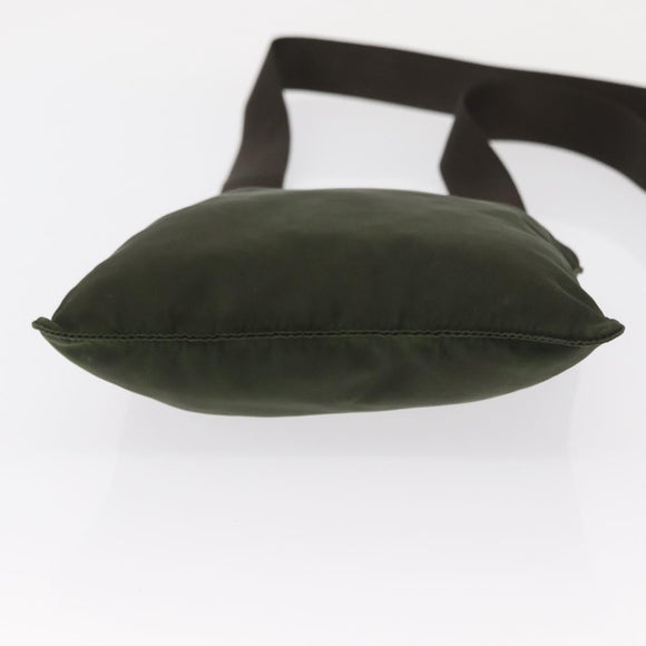 PRADA Shoulder Bag Nylon Khaki Silver Auth 156928