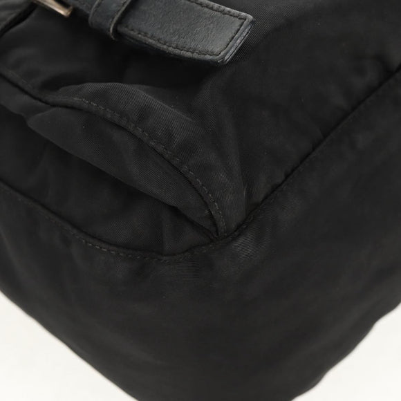 PRADA Shoulder Bag Nylon Black Silver Auth 156929
