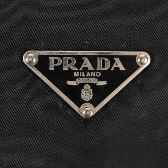 PRADA Shoulder Bag Nylon Black Silver Auth 156929