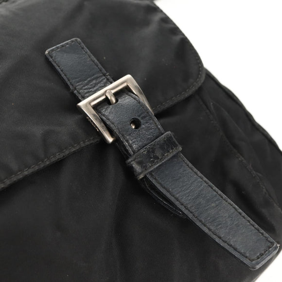 PRADA Shoulder Bag Nylon Black Silver Auth 156929