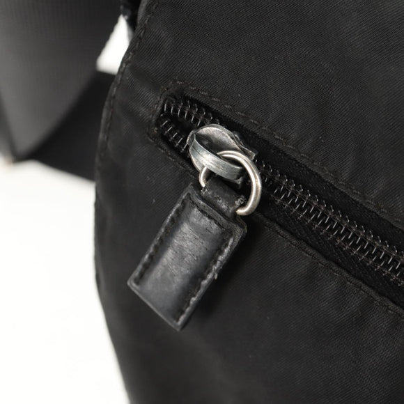 PRADA Shoulder Bag Nylon Black Silver Auth 156929