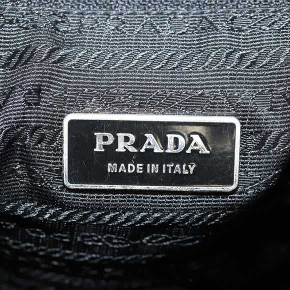 PRADA Shoulder Bag Nylon Black Silver Auth 156929