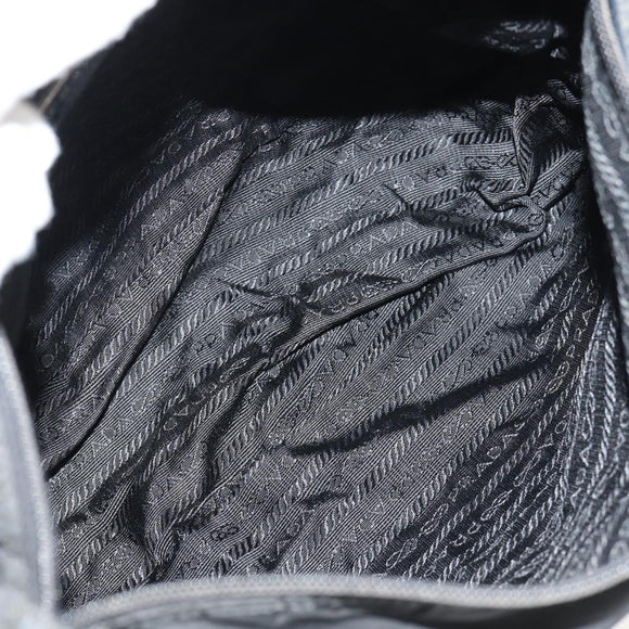 PRADA Shoulder Bag Nylon Black Silver Auth 156929
