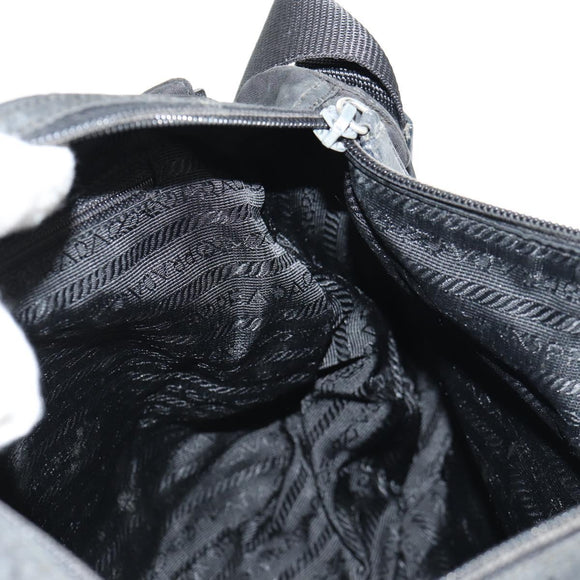 PRADA Shoulder Bag Nylon Black Silver Auth 156929