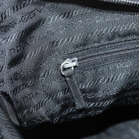 PRADA Shoulder Bag Nylon Black Silver Auth 156929